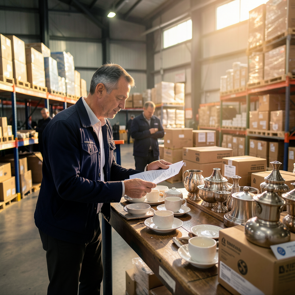 PROFESSIONAL QUALITY INSPECTORS CONDUCTING AQL 2.5 INSPECTIONS ON CERAMICS AND METALWARE