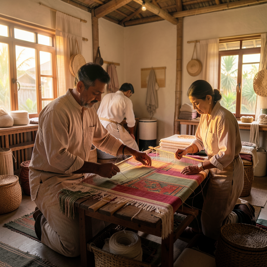 ARTISANS PRODUCING HANDLOOM TEXTILES USING NATURAL AND SUSTAINABLE MATERIALS
